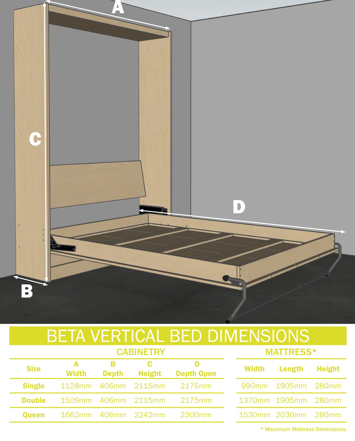 Beta Murphy Bed Mechanism Hardware Kit